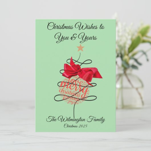 Feestelijke Bauble familie kerstflat Kaart (Staand voorkant)