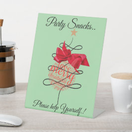 Feestelijke Bauble kerstfeest snacks Reclamebord Met Voetstuk