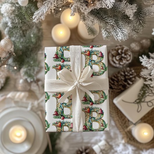 Feestelijke Bauble Letter B Christmas Cadeaupapier