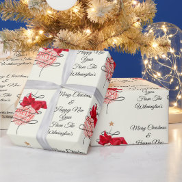 Feestelijke Bauble over Ivoorkerst Cadeaupapier