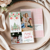 Feestelijke Bauble Sneeuwvlokken Vrolijk Kerstfees Feestdagenkaart