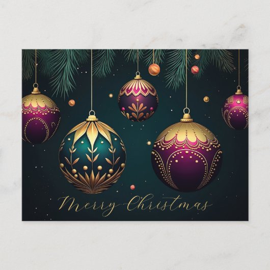 Feestelijke Baubles Christmas Wenskaart Briefkaart (Voorkant)