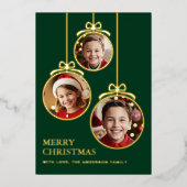 Feestelijke Baubles Foto Lijst Evergreen Folie Feestdagenkaart (Voorkant)