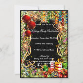 Feestelijke Baubles Kaarsen Kerstfeest Uitnodiging (Voorkant)