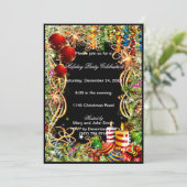 Feestelijke Baubles Kaarsen Kerstfeest Uitnodiging (Staand voorkant)