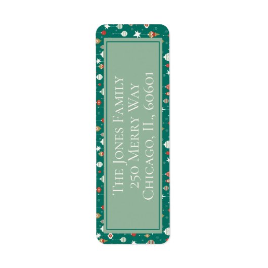 Feestelijke Baubles & Snowflakes Kerstfeest Uitnod Etiket (Voorkant)