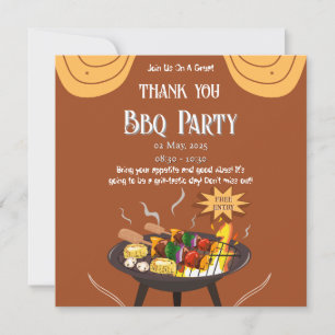 Feestelijke BBQ-bedankkaart – Oranje & Bruin Bedankkaart
