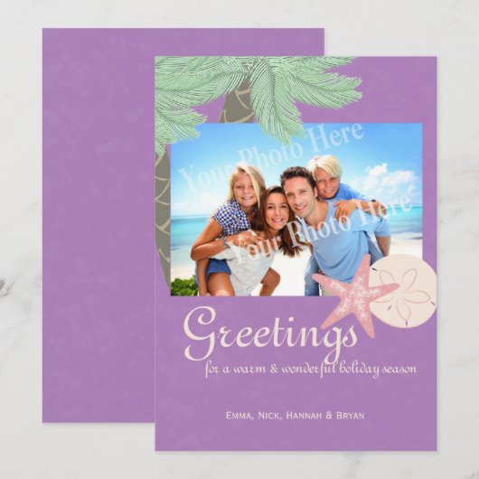 Feestelijke Beach Holiday Flat Kaart Foto Groeten (Voorkant / Achterkant)