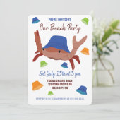 Feestelijke Beach Party Krab in een Pet Kaart (Staand voorkant)