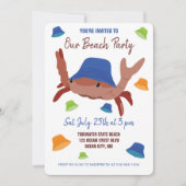 Feestelijke Beach Party Krab in een Pet Kaart (Voorkant)