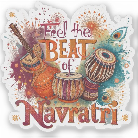 Feestelijke Beats – Kleurrijke Navratri Celebratio Sticker (Voorkant)