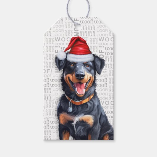 Feestelijke Beauceron Holiday Dog Kerstmis Cadeaulabel (Voorkant)
