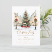Feestelijke Bedrijfs Kerstfeest Kaart (Staand voorkant)