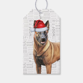 Feestelijke Belgische Malinois Holiday Dog Kerstmi Cadeaulabel