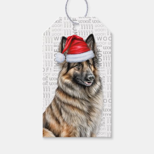 Feestelijke Belgische Tervuren Holiday Dog Christm Cadeaulabel (Voorkant)