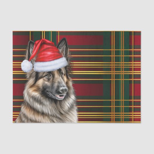 Feestelijke Belgische Tervuren Hond Plaid Kerstmis Tissuepapier (Voorkant)