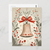 Feestelijke Bell Kerstgroet Briefkaart (Voorkant / Achterkant)