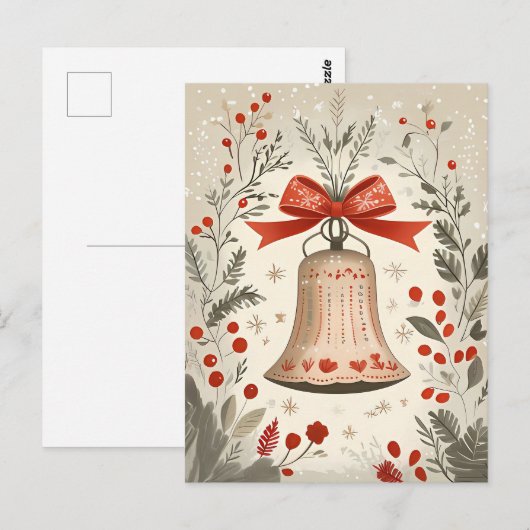 Feestelijke Bell Kerstgroet Briefkaart (Voorkant / Achterkant)