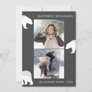 Feestelijke Beren Twee Foto Kerstvakantie Feestdagenkaart