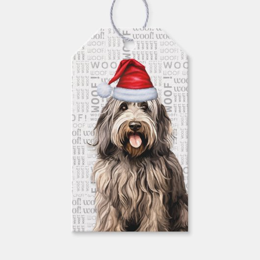 Feestelijke Bergamasco Holiday Dog Kerstmis Cadeaulabel (Voorkant)