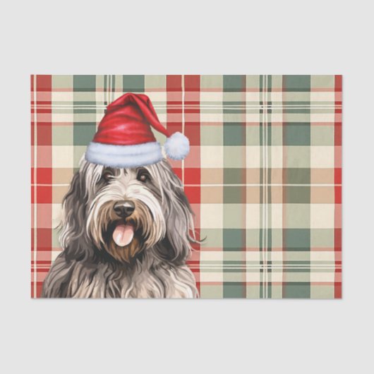 Feestelijke Bergamasco Hond Plaid Kerstmis Tissuepapier (Voorkant)