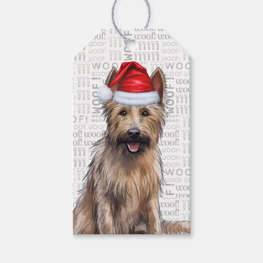 Feestelijke Berger Picard Holiday Dog Kerstmis Cadeaulabel (Voorkant)