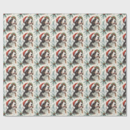 Feestelijke Bernedoodle-hond Sinterklaashoed water Cadeaupapier