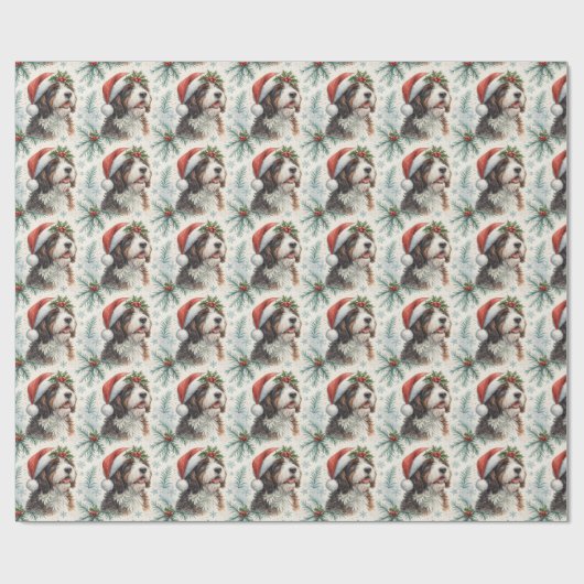 Feestelijke Bernedoodle-hond Sinterklaashoed water Cadeaupapier (Vlak)