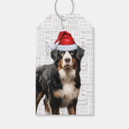 Feestelijke Berner Sennenhond Kerstvakantie Cadeaulabel