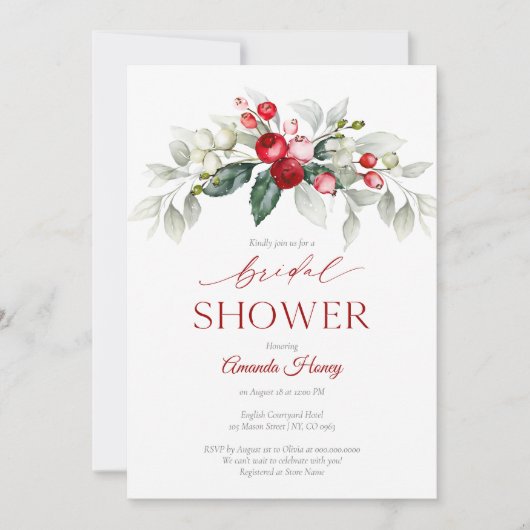 Feestelijke Berry Bruids Douche Uitnodiging (Voorkant)