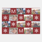 Feestelijke Berry Snowflakes Monogram Fotocollage Inpakpapier Vel (Voorkant 2)