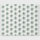 Feestelijke besneeuwde kerstboom laat het sneeuwen cadeaupapier (Vlak)