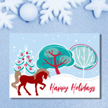 Feestelijke besneeuwde winter paard scène Kerstmis