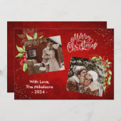 Feestelijke Bessen en Groene Takken Prettig Kerstm Feestdagenkaart (Voorkant / Achterkant)