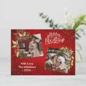 Feestelijke Bessen en Groene Takken Prettig Kerstm Feestdagenkaart (Staand voorkant)