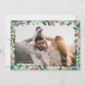 feestelijke bessen omlijsten klassiek groen rode G Feestdagenkaart (Voorkant)