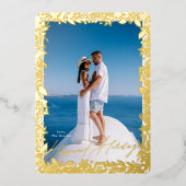 feestelijke bessen traditioneel gouden lijst HAPPI Folie Feestdagenkaart (Voorkant)