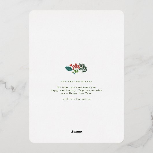 feestelijke bessen traditioneel gouden lijst HAPPI Folie Feestdagenkaart (Achterkant)