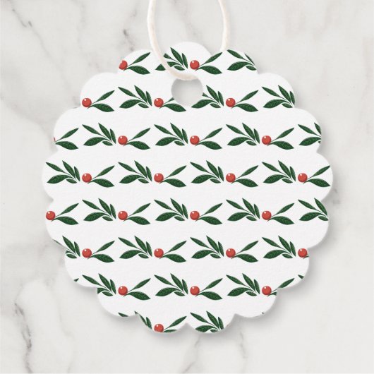 Feestelijke bessen Traditionele Groene & Rode Kers Bedankjes Labels (Achterkant)