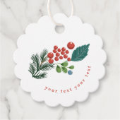 Feestelijke bessen Traditionele Groene & Rode Kers Bedankjes Labels (Voorkant)