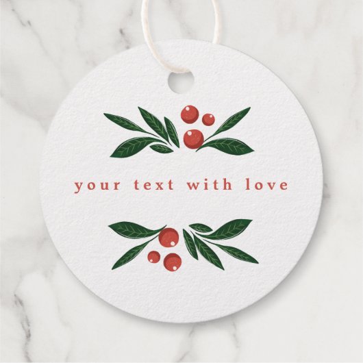 Feestelijke bessen Traditionele Groene & Rode Kers Bedankjes Labels (Achterkant)