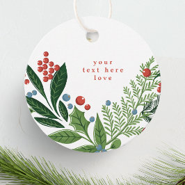 Feestelijke bessen Traditionele Groene & Rode Kers Bedankjes Labels