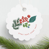 Feestelijke bessen Traditionele Groene & Rode Kers Bedankjes Labels