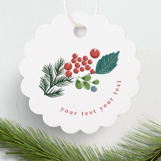 Feestelijke bessen Traditionele Groene & Rode Kers Bedankjes Labels