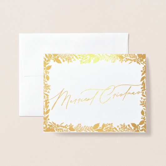 Feestelijke bessen Traditionele Groene & Rode Kers Folie Kaarten (Voorkant met envelop)