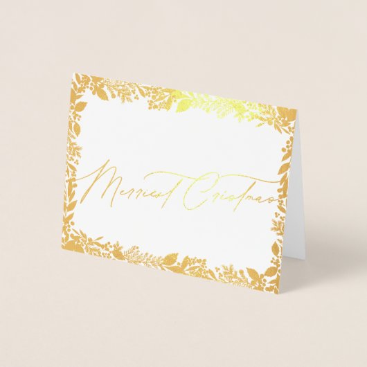 Feestelijke bessen Traditionele Groene & Rode Kers Folie Kaarten (Voorkant)