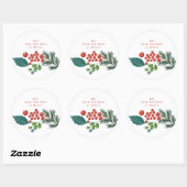 Feestelijke bessen Traditionele Groene & Rode Kers Ronde Sticker (Vel)