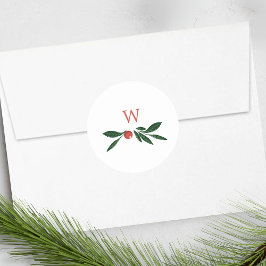 Feestelijke bessen Traditionele Groene & Rode Kers Ronde Sticker