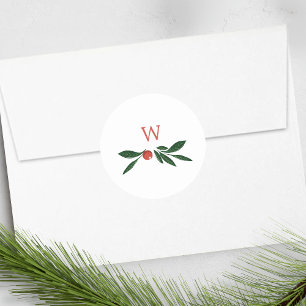 Feestelijke bessen Traditionele Groene & Rode Kers Ronde Sticker