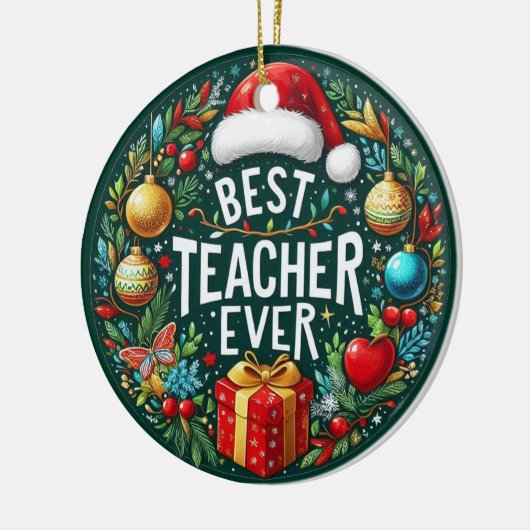 Feestelijke beste leraar ooit keramisch ornament (Links)